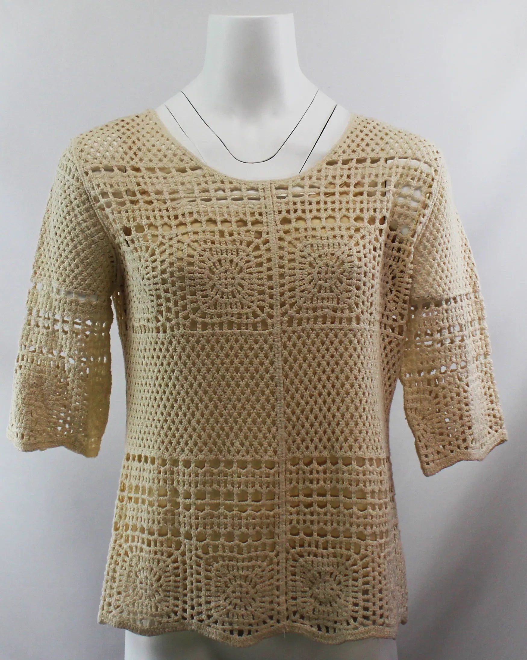 Keren Hart Bloom w/ Beauty Top – Crochet Cotton Top with Floral Elegance  BEIGE-XL  KEREN HART