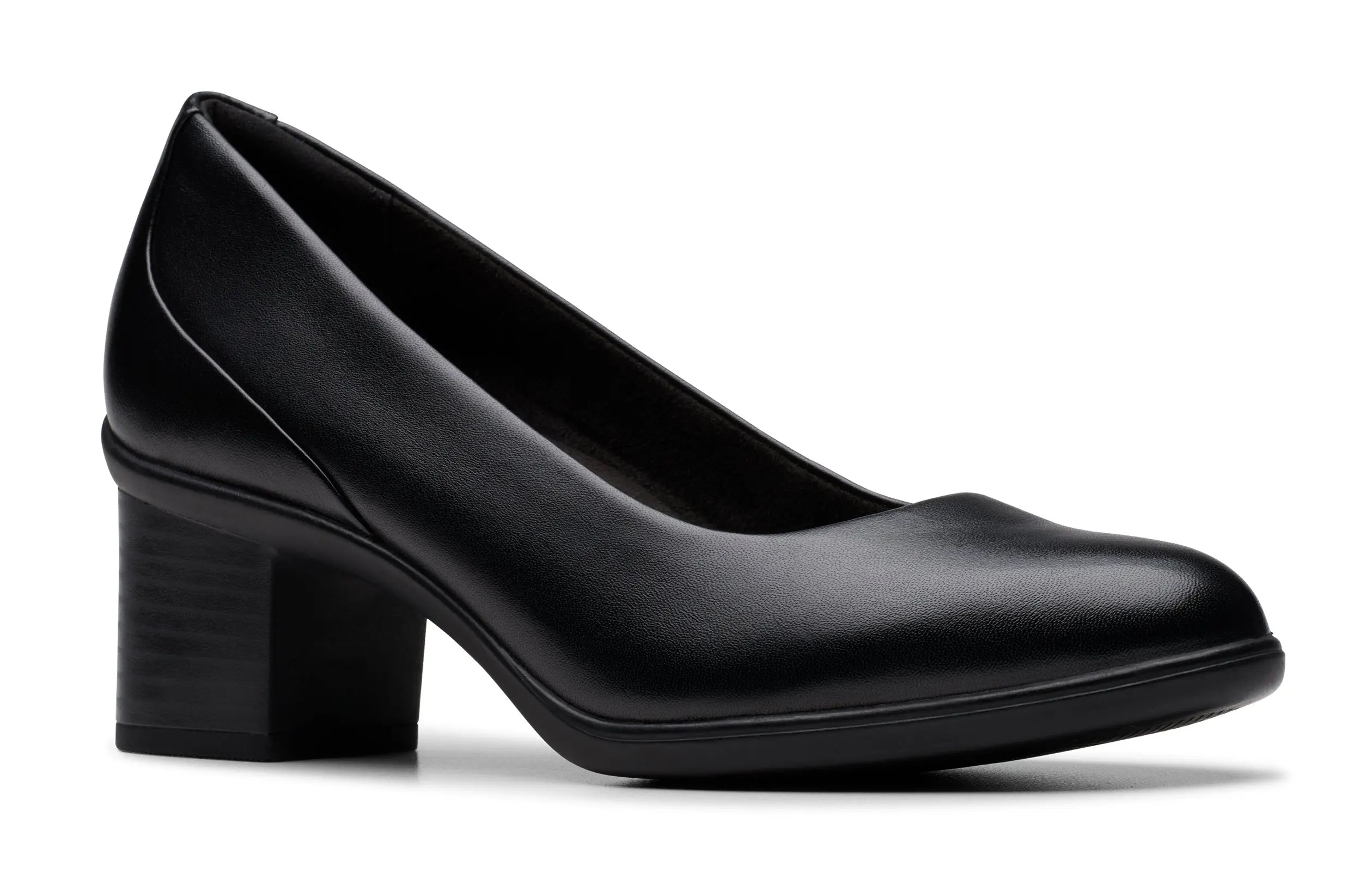 Women's Clarks Shaya Poppy – Leather Court Shoes with Elegant Mid Heel    CLARKS