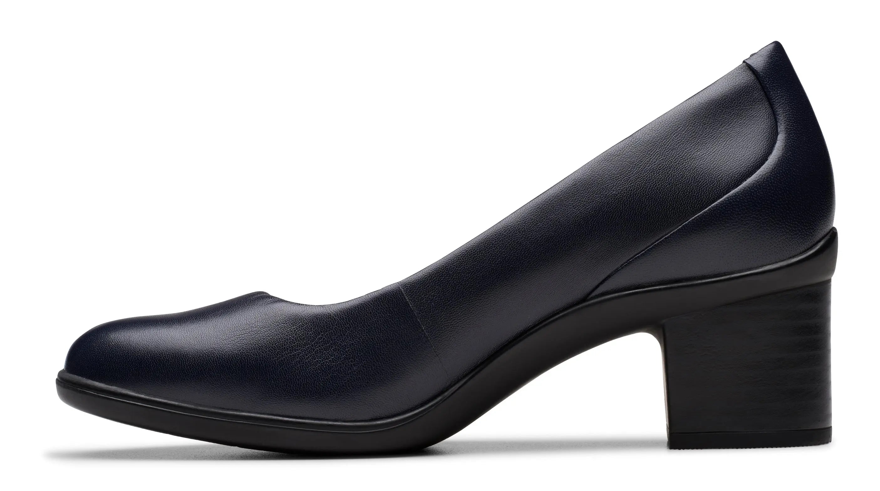 Women's Clarks Shaya Poppy – Leather Court Shoes with Elegant Mid Heel    CLARKS