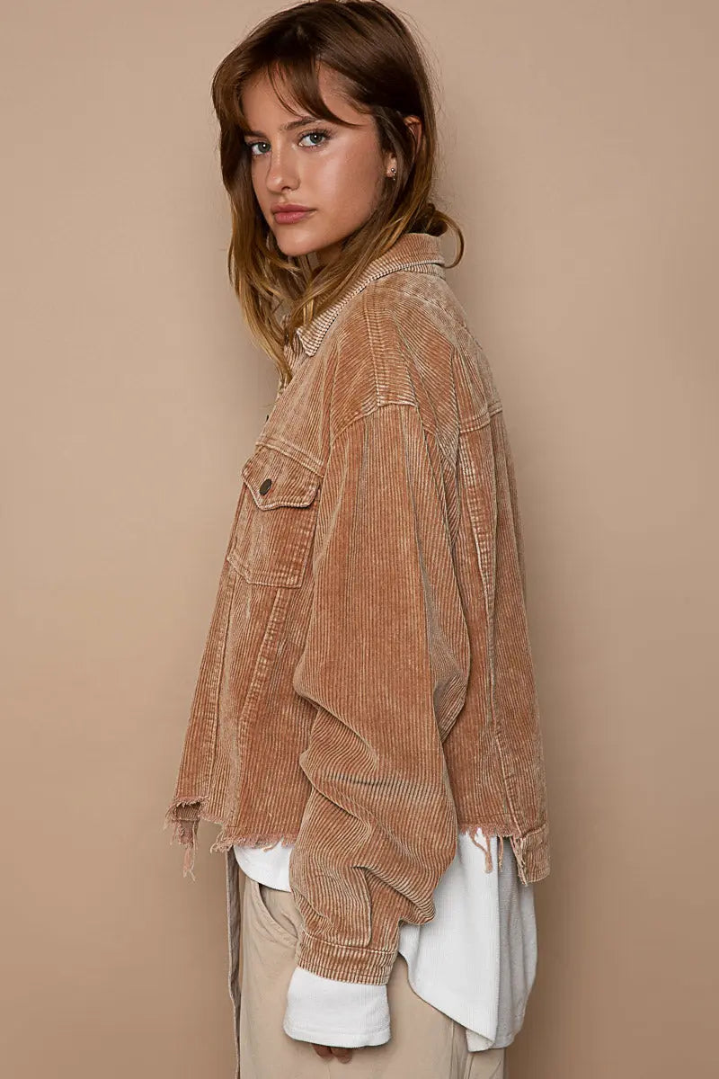 Pol Clothing Inc. Love You A Latte Jacket – Cozy Corduroy Trucker Style    POL CLOTHING, INC