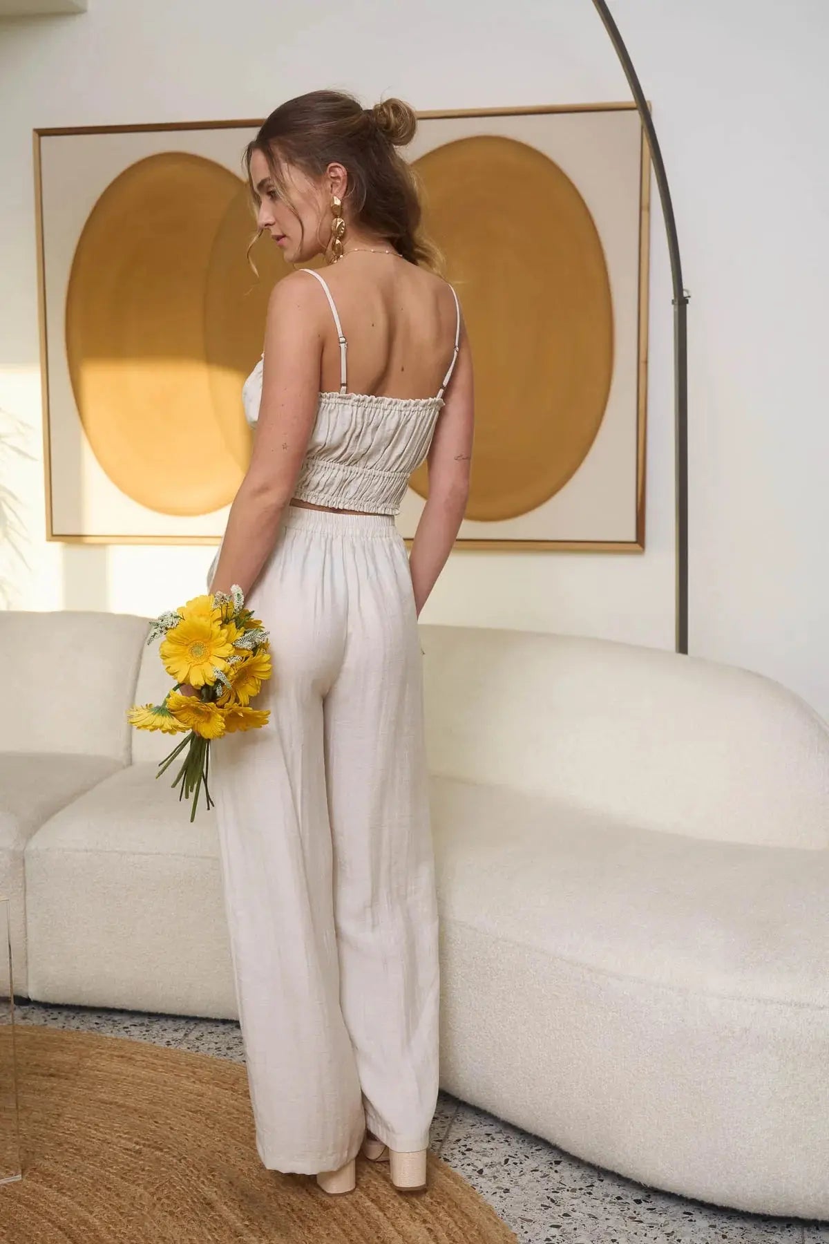 Blu Pepper Amelia Front Tie Set – Cropped Front Tie Top & High Waist Lounge Pants    BLU PEPPER