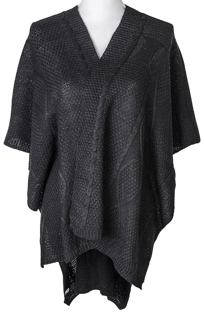 Joia Winter Winks Poncho – Cozy Textured Acrylic Layer  BLACK  JOIA TRADING CO.