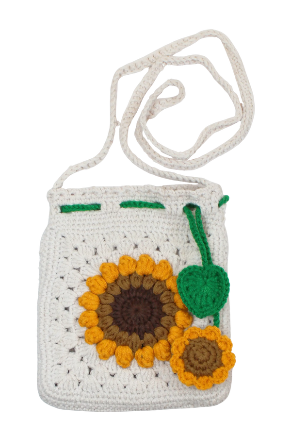 Joia Sunflower Knit Pouch – Crochet Mini Crossbody Bag    JOIA TRADING CO.