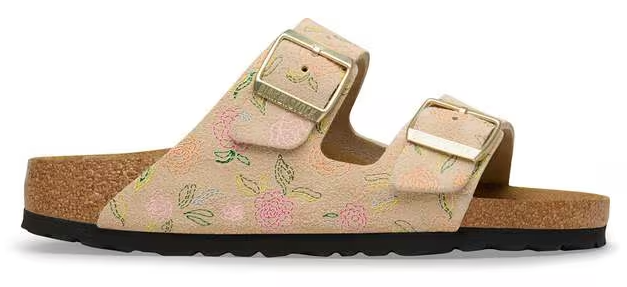Women's Birkenstock Arizona Leve Sandals – Floral Suede Comfort Slides    BIRKENSTOCK