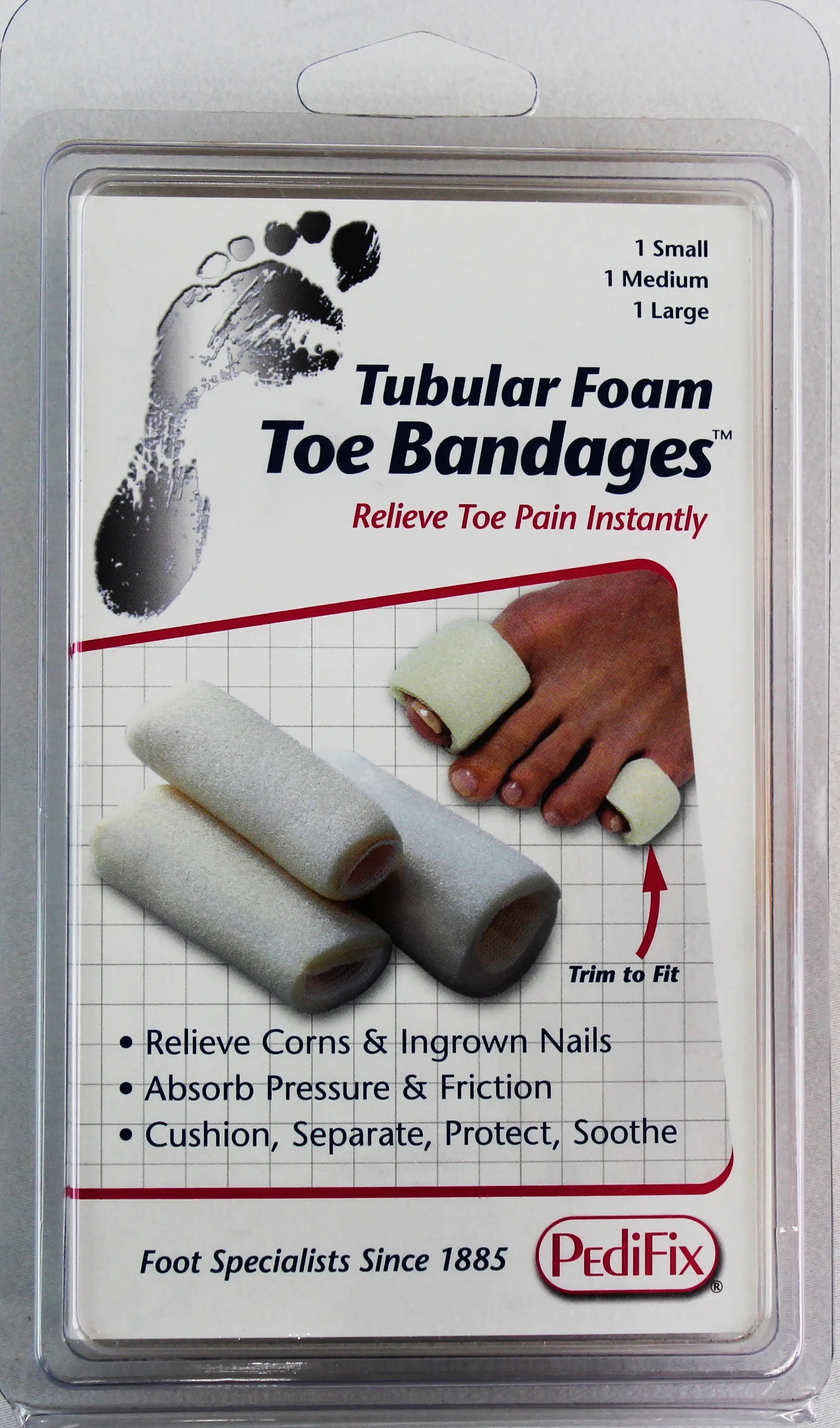 TUBULAR-FOAM TOE BANDAGES    PEDIFIX
