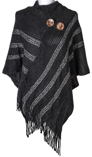 Joia Warm Wishes Wrap – Cozy Acrylic Knit Layer  BLACK SILVER  JOIA TRADING CO.