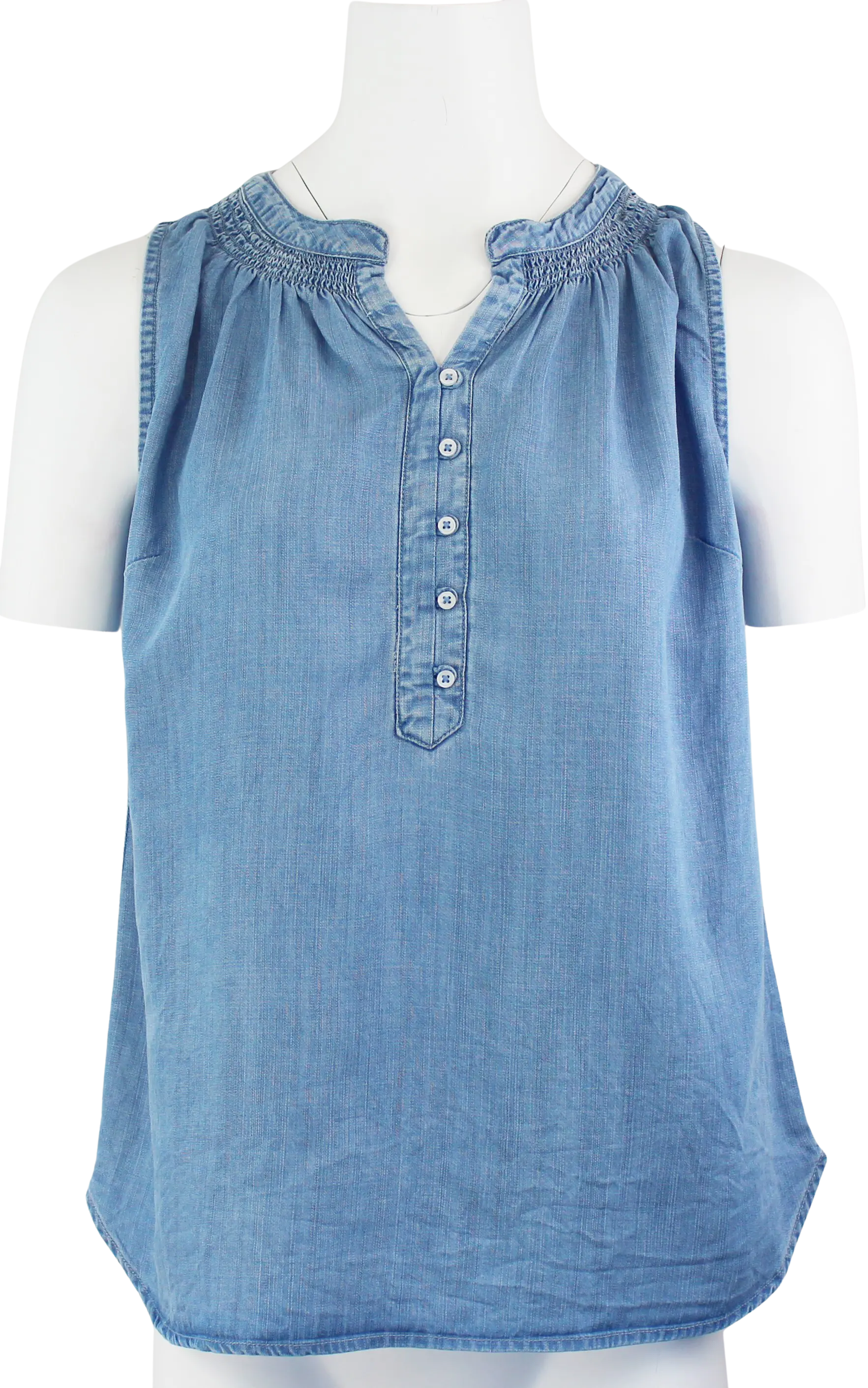 Keren Hart Dolly Denim Top – Sleeveless Popover Tencel Blouse  DENIM-XL  KEREN HART