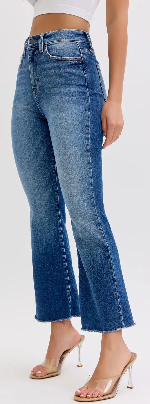 Cello Isabella High Rise Crop Flare Jeans – Modern Flair with a Classic Fit    WAT? JEANS & CELLO JEANS