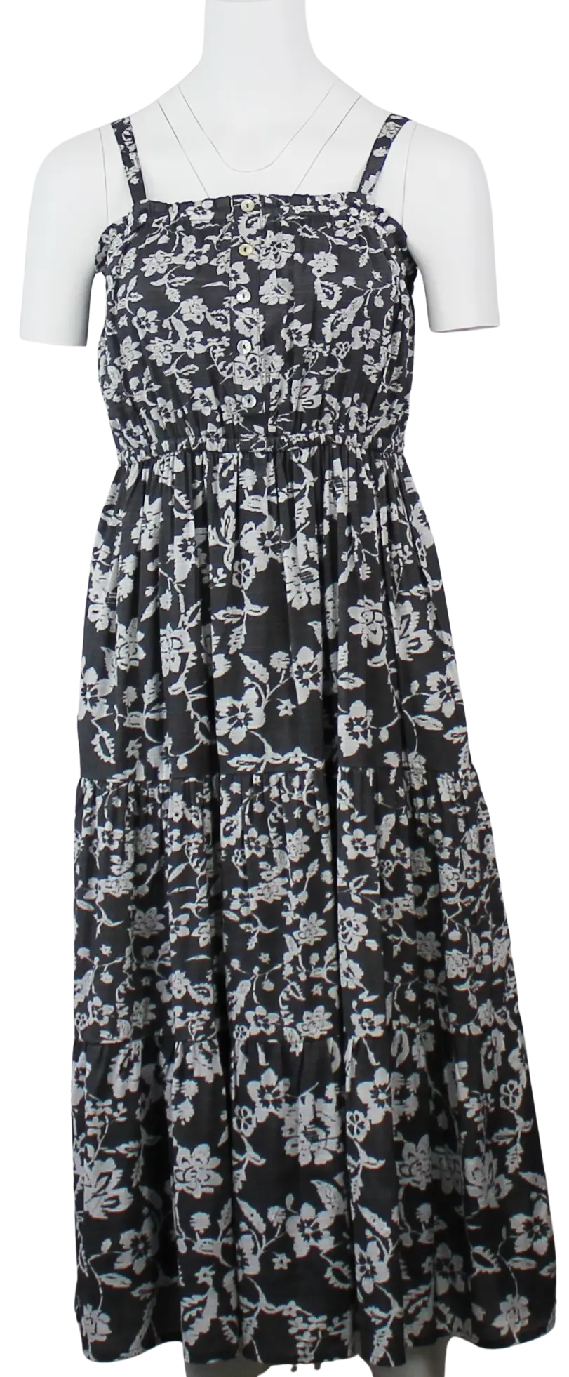 Keren Hart Feel The Rays Dress – Floral Tiered Midi with Adjustable Straps  MIST-GREY-XL  KEREN HART