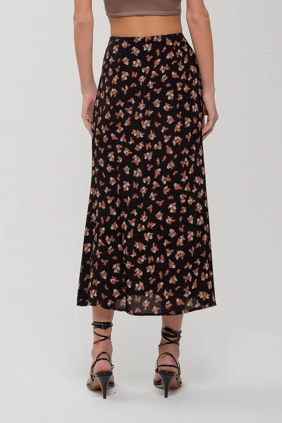 Blu Pepper Love Story Skirt – High Waist Floral Skirt with Front Slit    BLU PEPPER