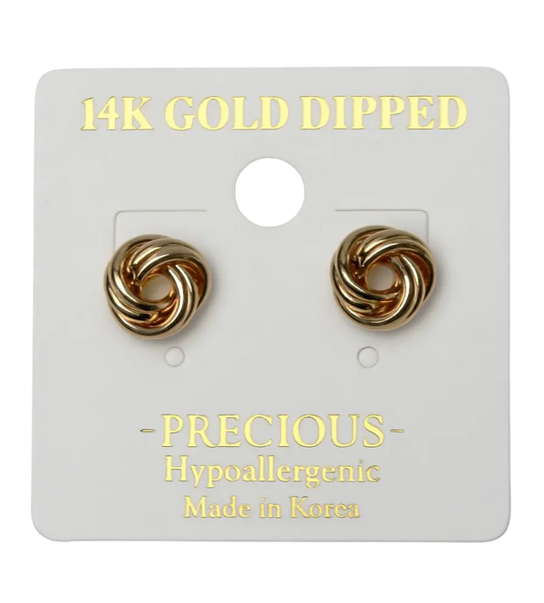 Joia Accessories Eleanor Petite Twist Post Earrings – 14K Gold Dipped Studs