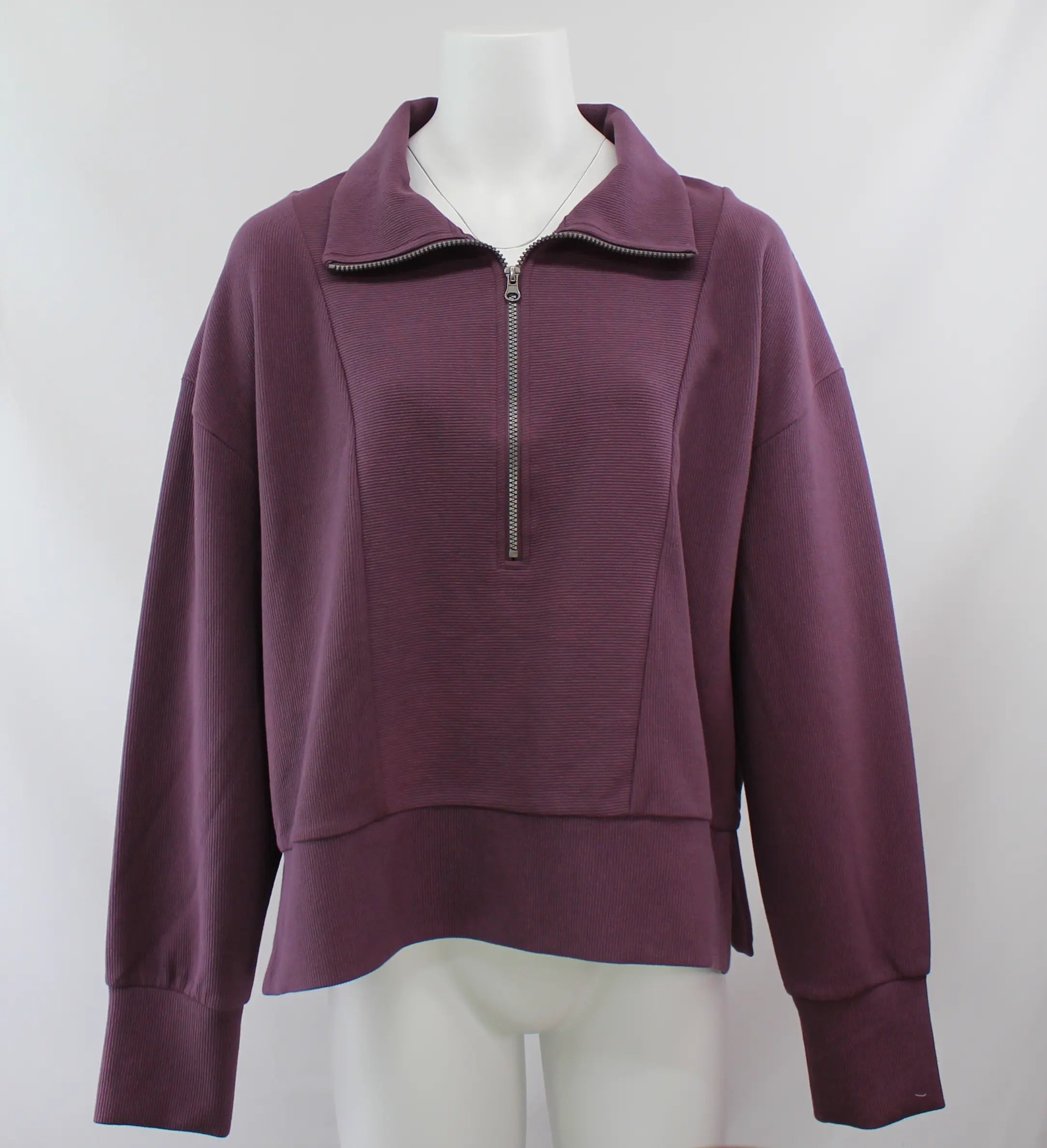 Keren Hart Tracy Pullover – Chic Half-Zip Comfort in Rich Plum  RAISIN-XL  KEREN HART