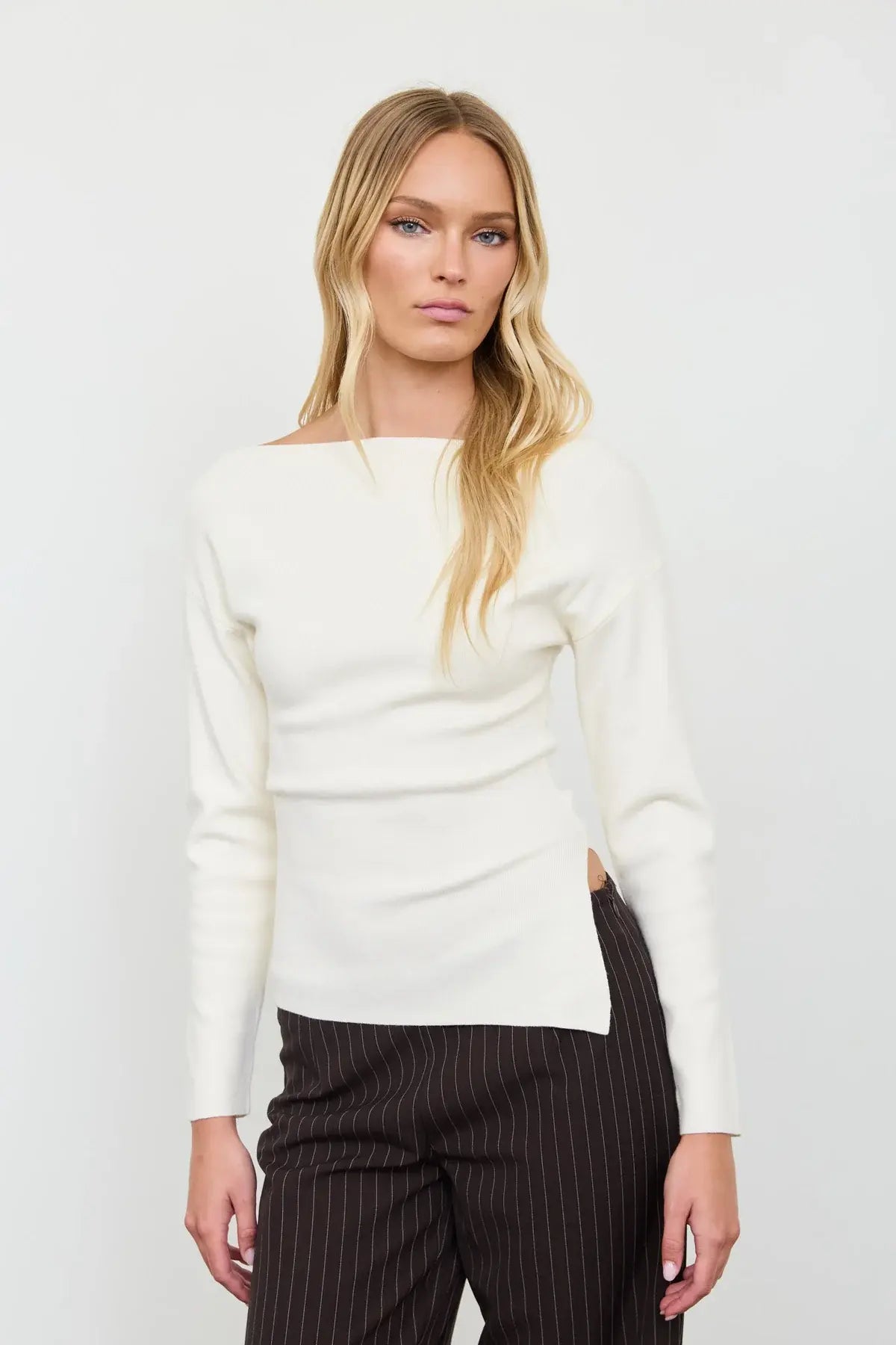 Blu Pepper Cream Cloud Sweater – Soft Sophistication with an Effortless Fit