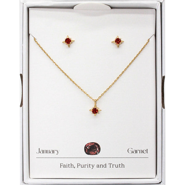 Joia Birthstone Star Necklace w/Earrings – Elegant 16” Jewelry Duo  JANUARY  JOIA TRADING CO.