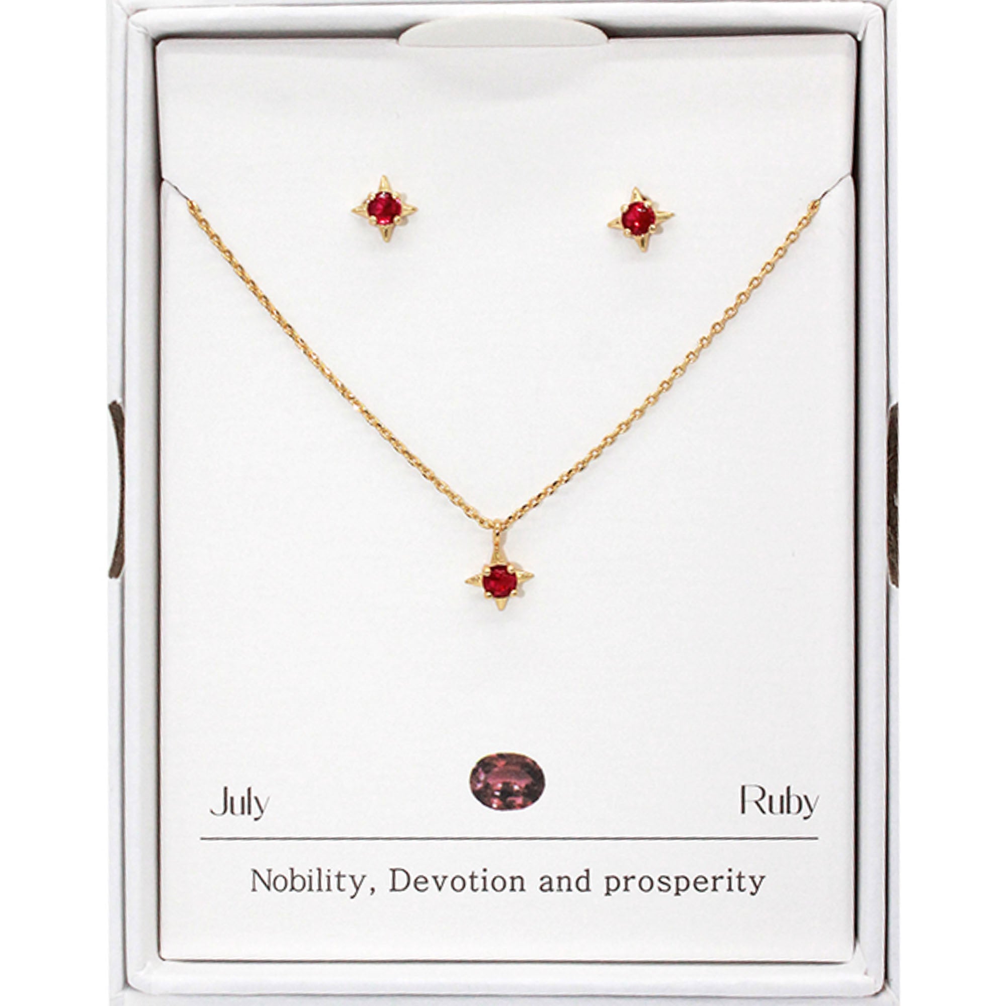 Joia Birthstone Star Necklace w/Earrings – Elegant 16” Jewelry Duo  JULY  JOIA TRADING CO.