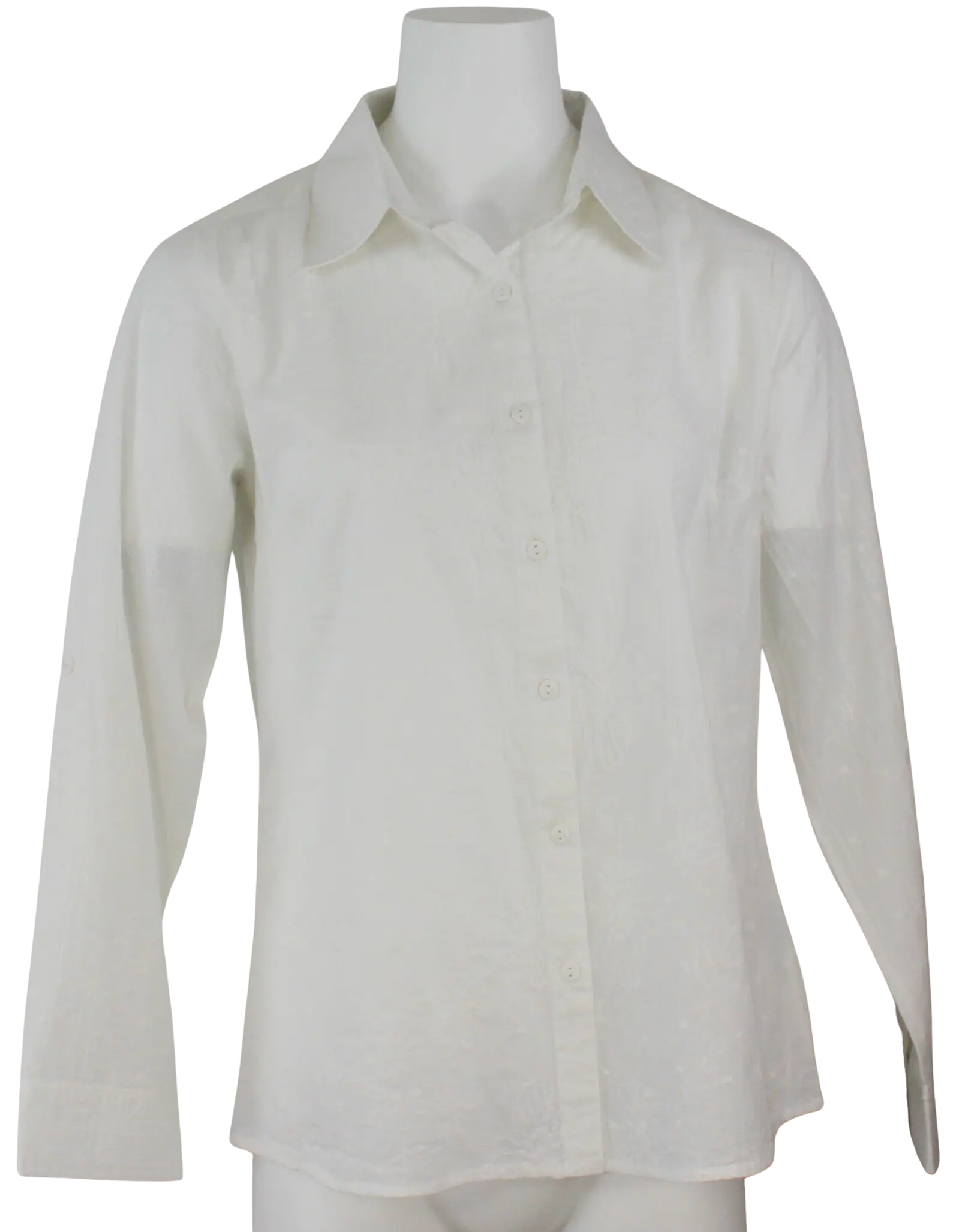 Keren Hart Iris Button Down – Classic Cotton Shirt with Floral Texture  WHITE-XL  KEREN HART