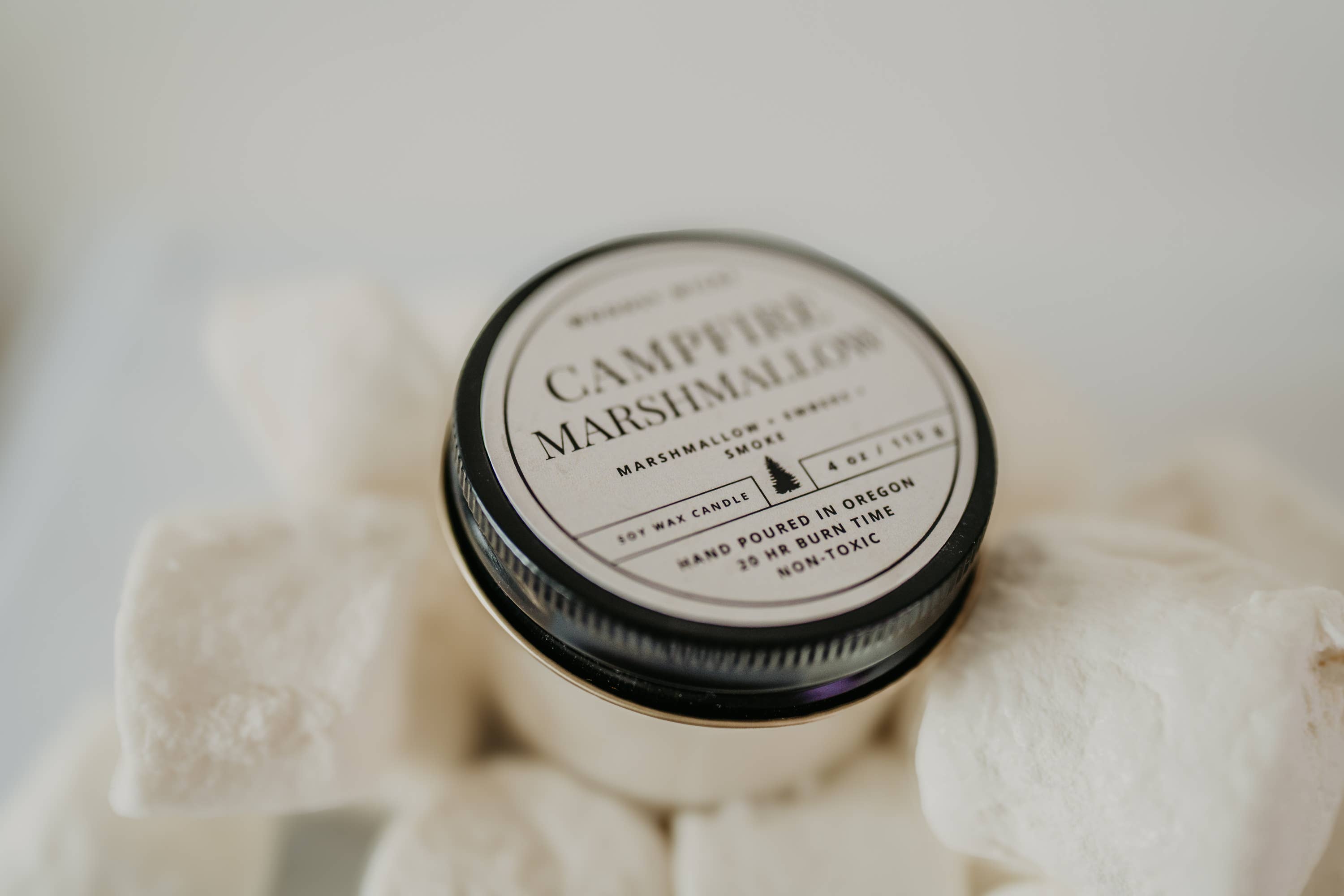 Campfire Marshmallow Candle - 100% Soy Wax - Nontoxic    Woodsy Wicks