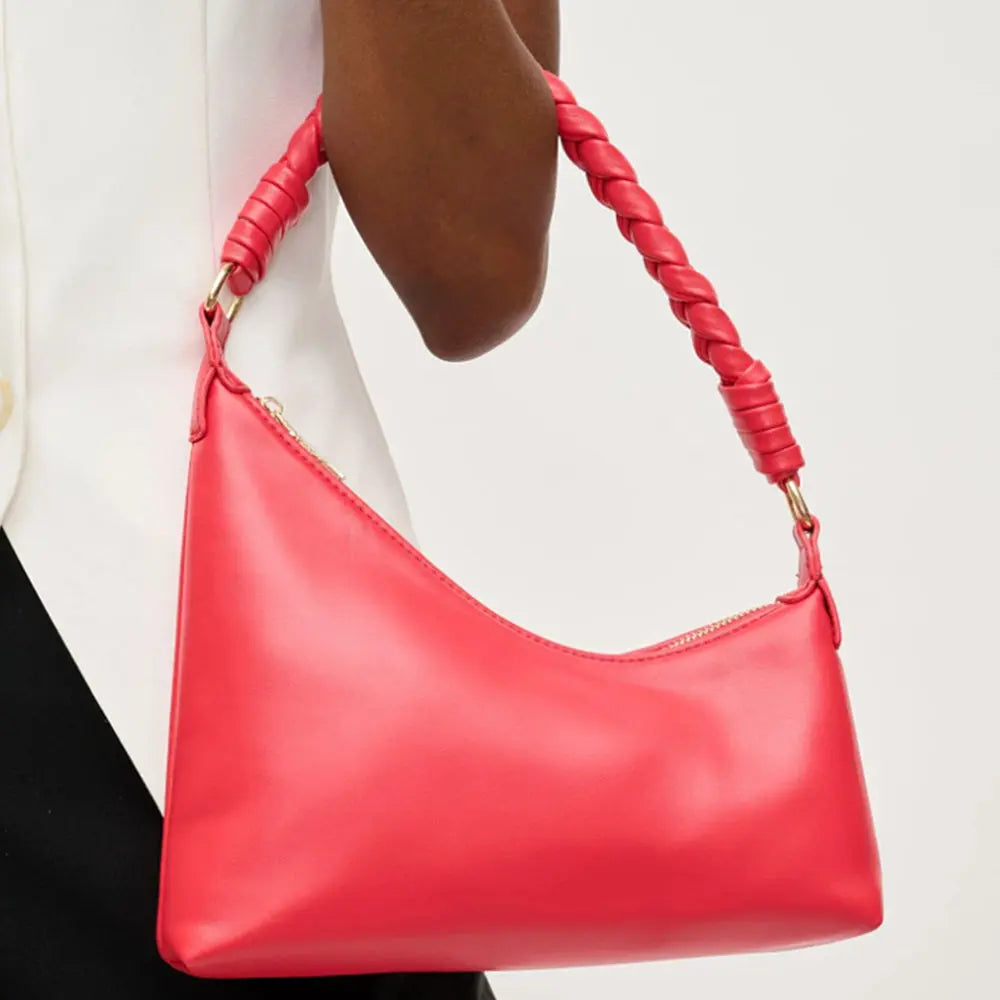Joia Accessories Taylor Solid Purse w/Braid – Chic Vegan Leather Clutch    JOIA TRADING CO.