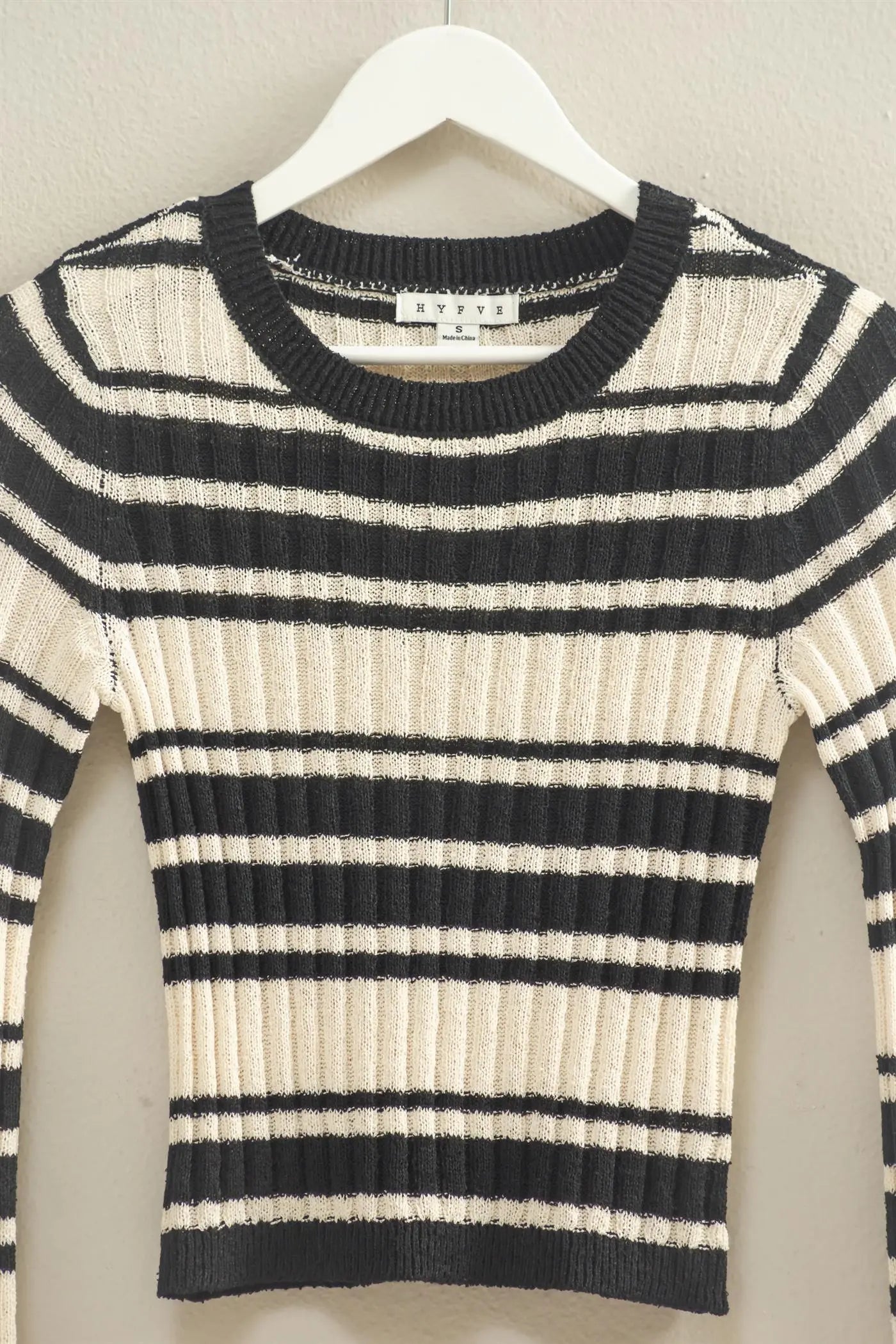 Hyfive Inc. Farra Top – Striped Crew Neck Sweater    HYFIVE INC
