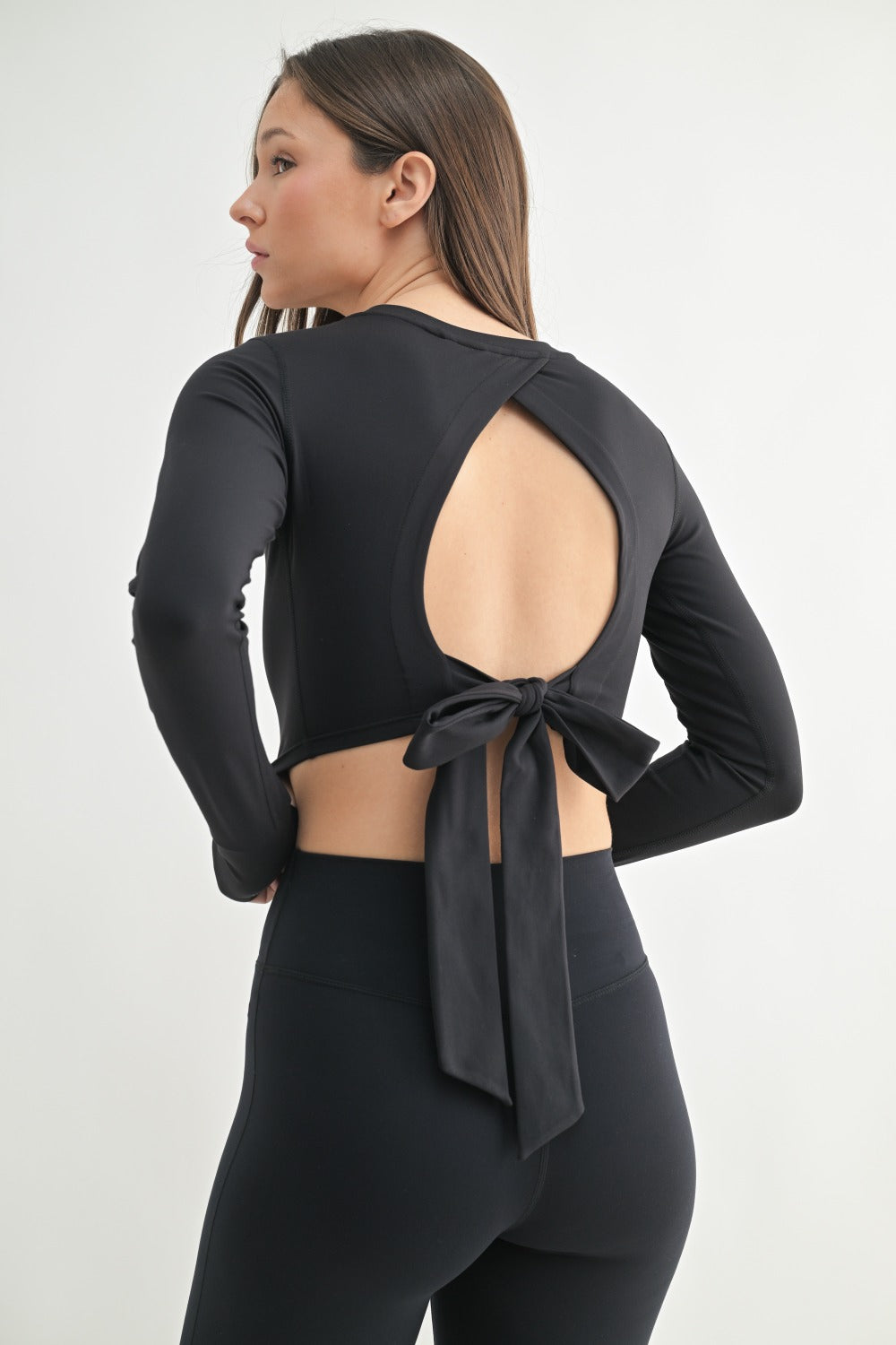Mono B Long Sleeve with Tie-Back Crop Top – Stylish, Sustainable Activewear    MONO B