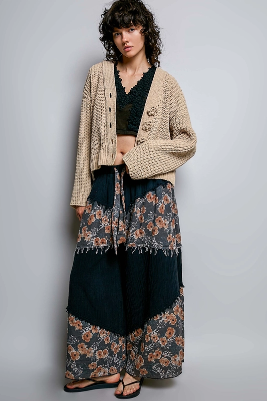 Pol Clothing Meadow Bloom Cardigan – Soft Chenille Knit with Exaggerated Buttons