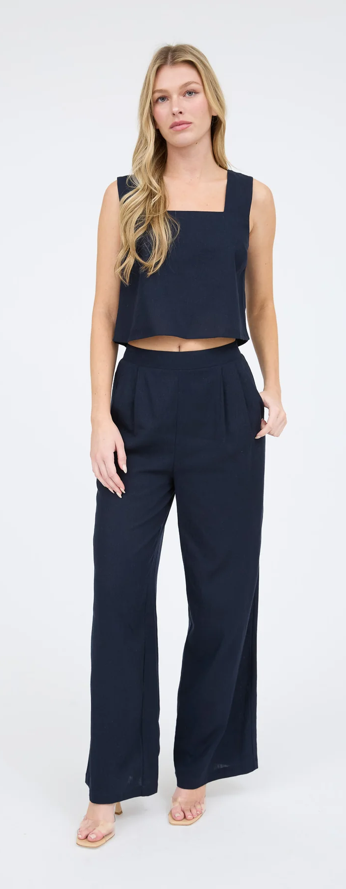 Blu Pepper Effortless Flow Pants – High Waist Linen Blend