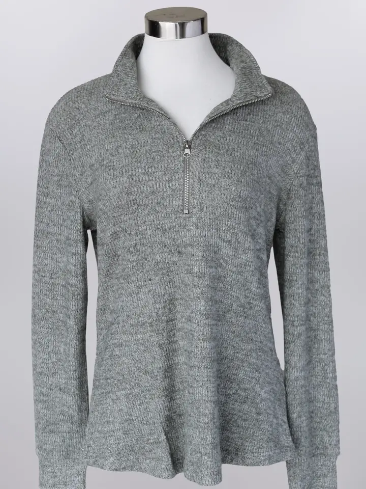 Keren Hart Cameron 1/4 Zip Pullover – Waffle Knit Stand Collar Top  PINE / XL  KEREN HART