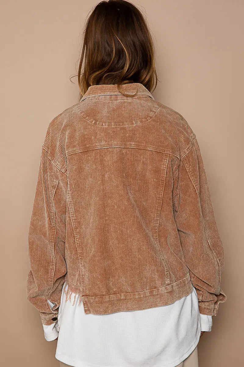 Pol Clothing Inc. Love You A Latte Jacket – Cozy Corduroy Trucker Style    POL CLOTHING, INC