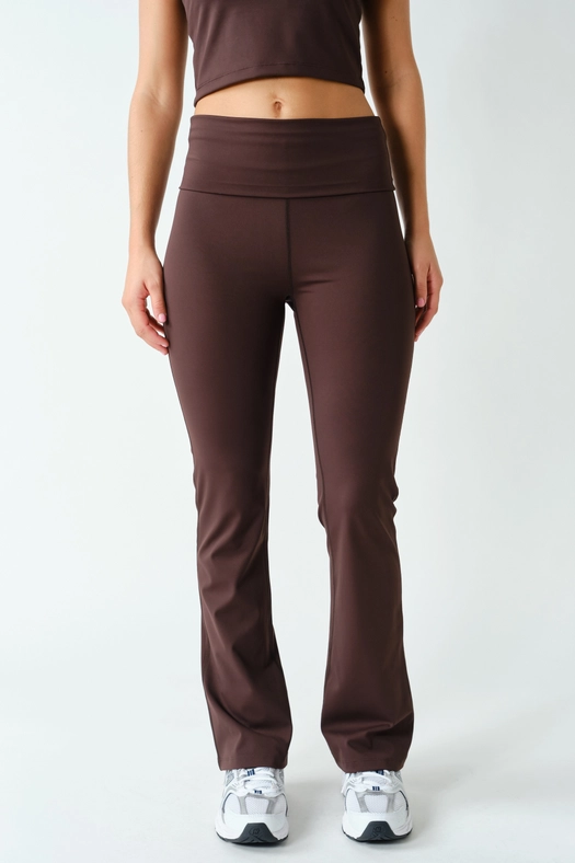 Mono B Align Fold-Over High-Waist Flare Leggings – Sleek Stretch with a Flattering Flare