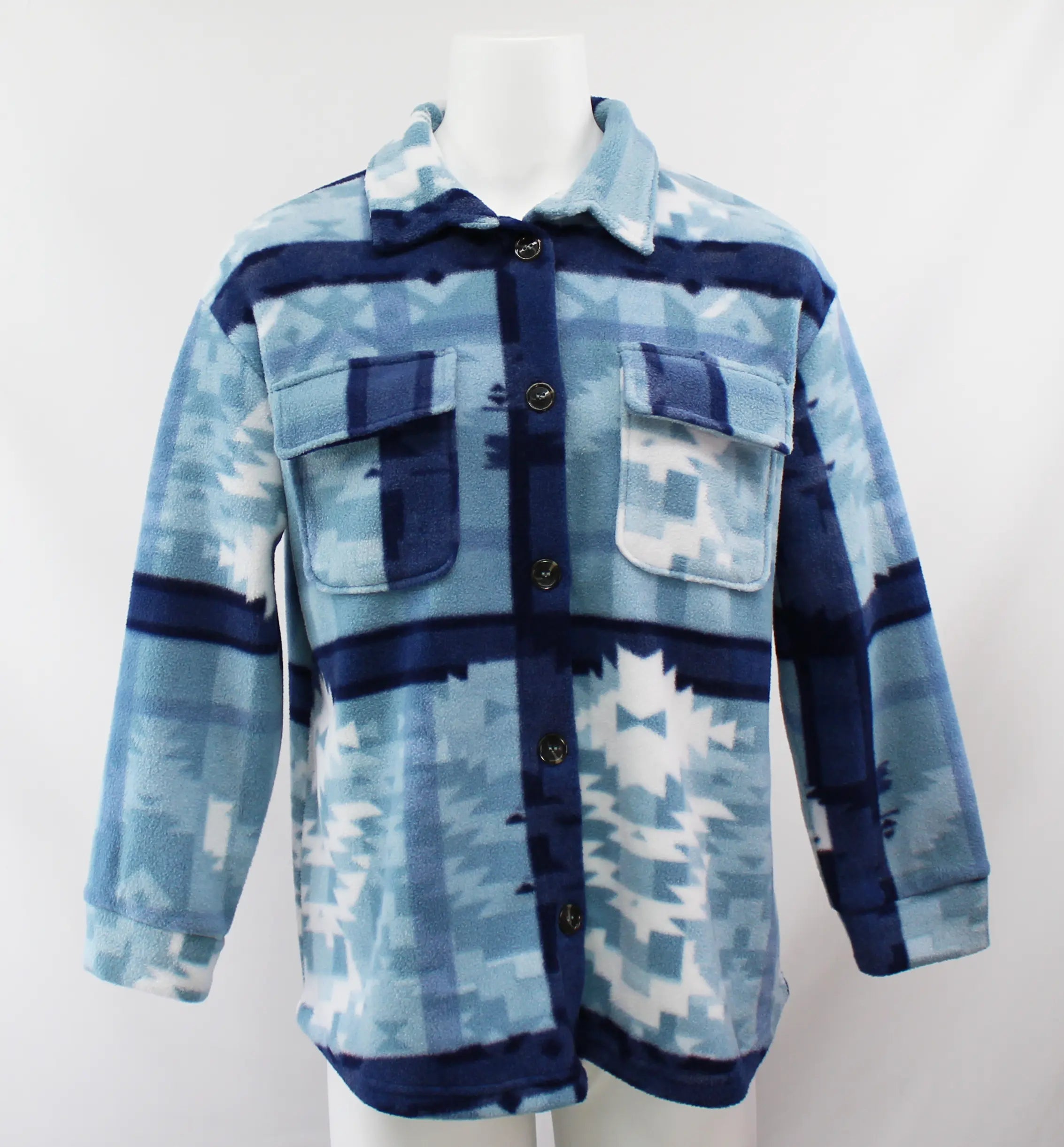 Keren Hart Else Winter Shacket – Southwestern Style Meets Cozy Warmth  BLUE-XL  KEREN HART