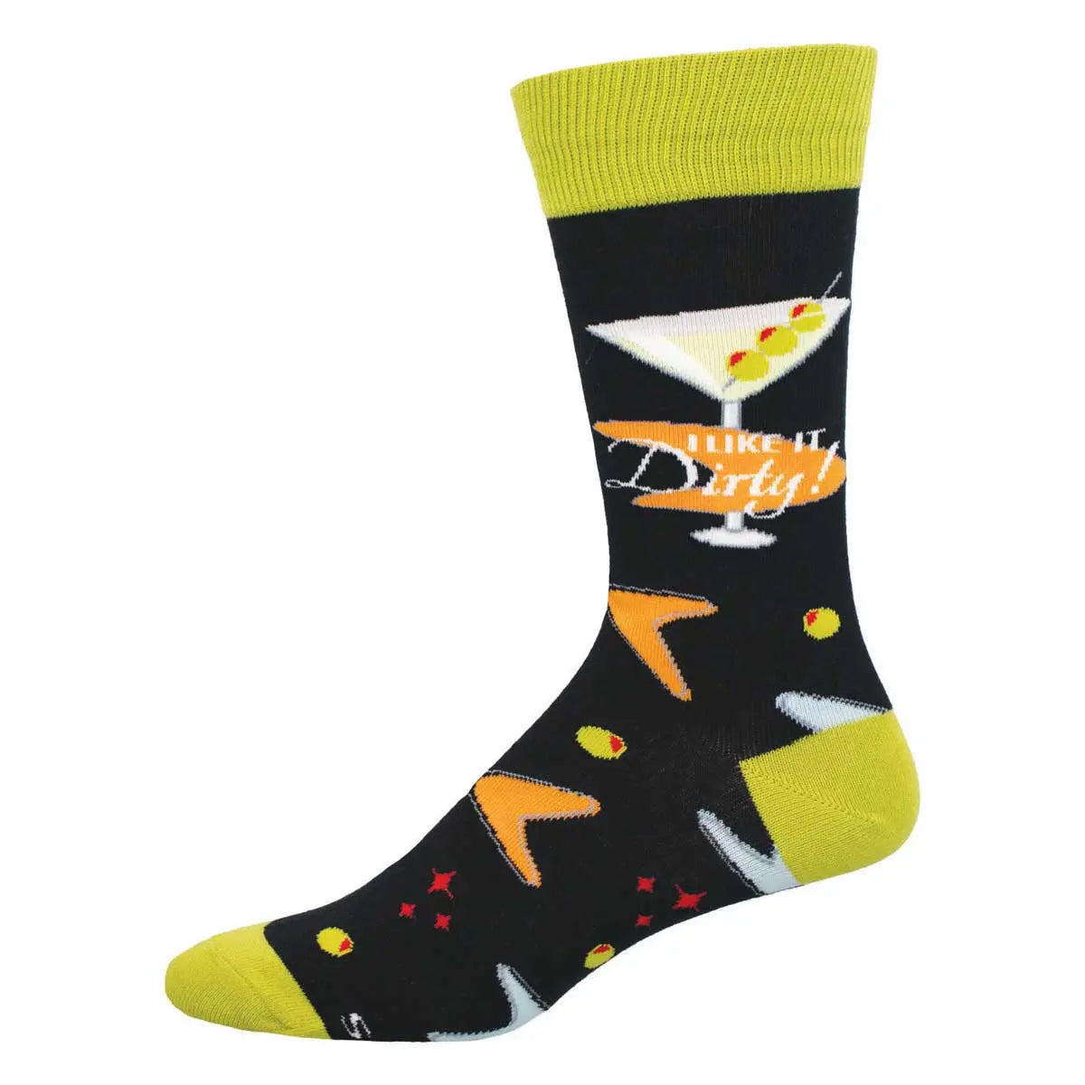 Men's Socksmith I Like It Dirty Socks – Fun Martini Novelty Crew    SOCK SMITH