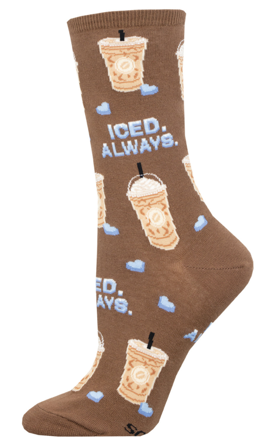 Women's SockSmith Iced Always – Coffee Lover Crew Socks    SOCK SMITH