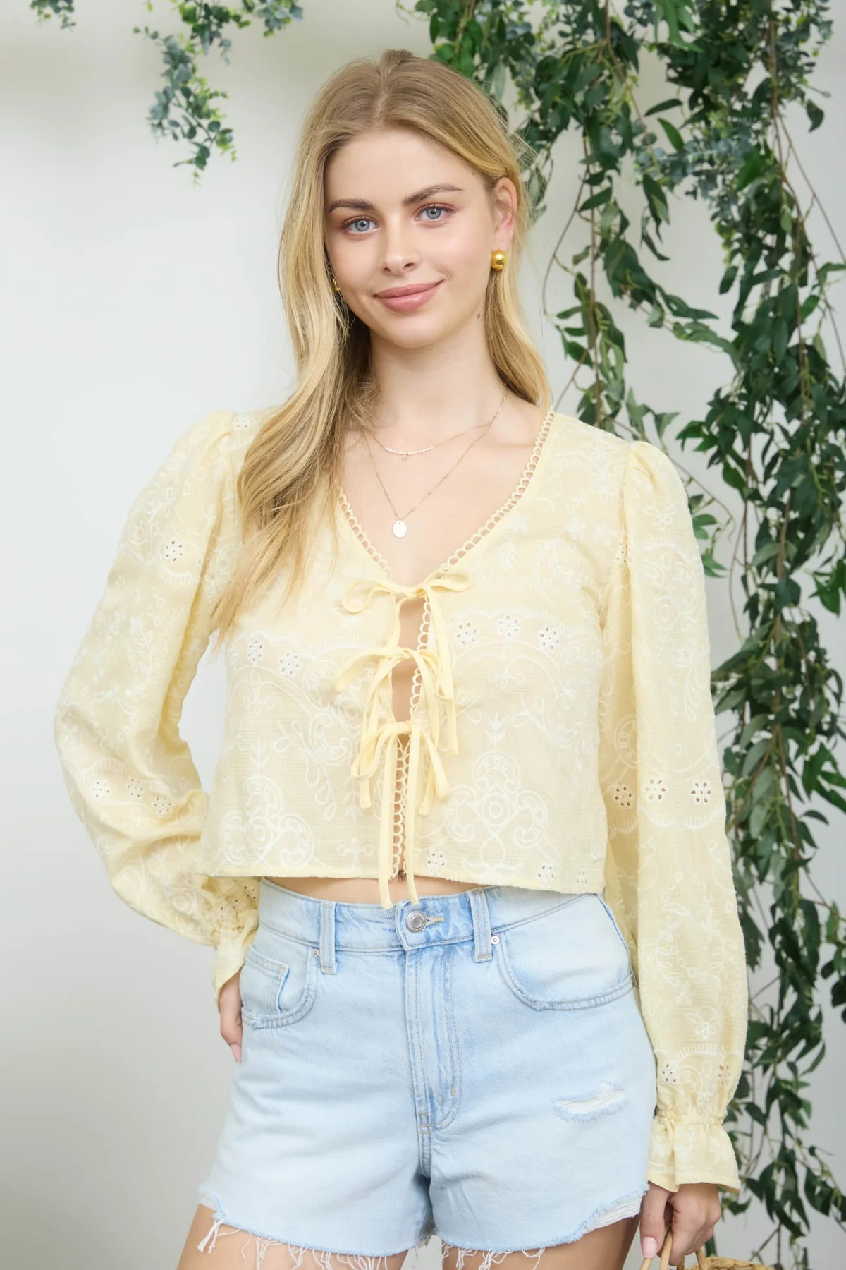 Blu Pepper Meadow Whisper Top – Eyelet Tie Front Top    BLU PEPPER