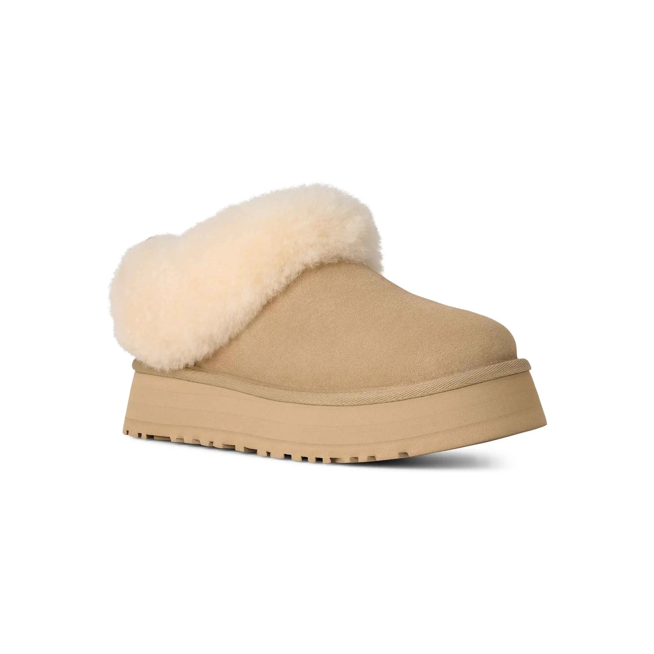 Women’s UGG Tazzette – Cozy Sheepskin Indoor-Outdoor Platform Slipper  MUSTARD SEED / 10  UGG