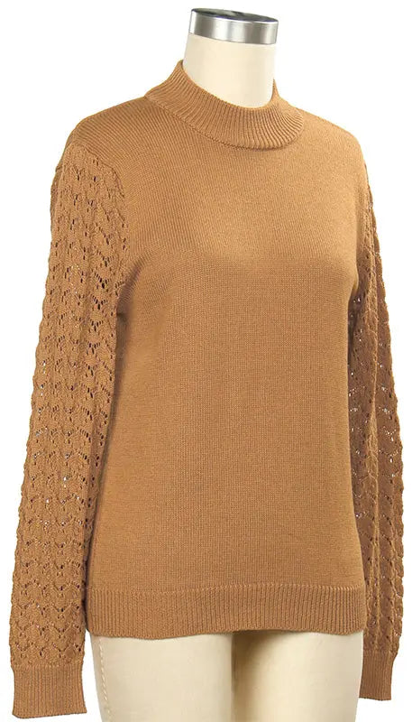 L. Hamrick Carla Wink & Smile Mock Neck Sweater – Chic Style with Feminine Detail    L HAMRICK