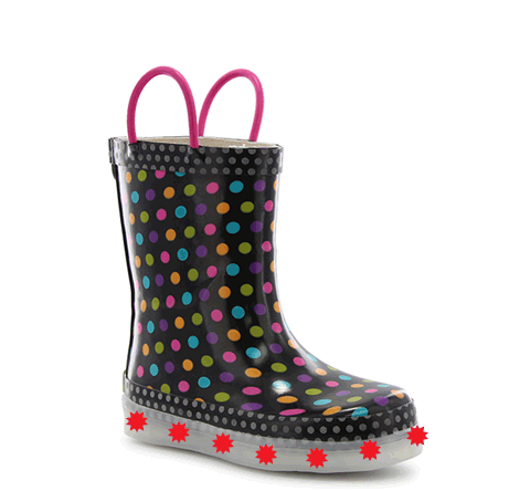 Black polka dot rain boots sales