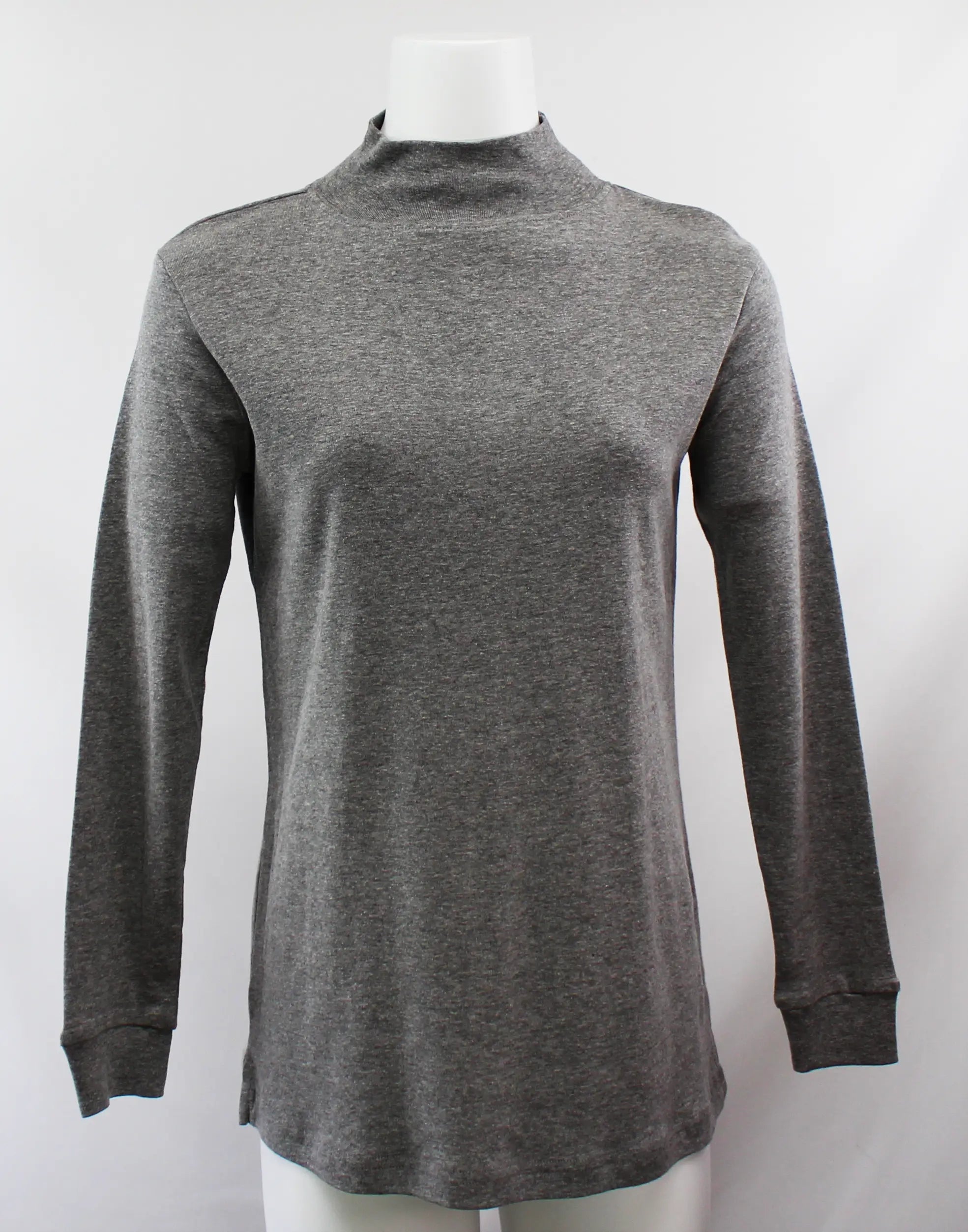 Keren Hart Mock Neck Knit – Classic Cotton Long Sleeve Top  HEATHER-GREY-XL  KEREN HART