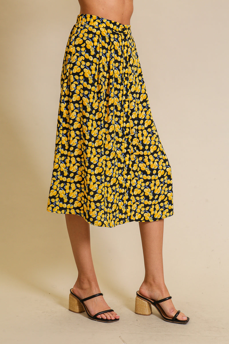 Timing Love of Lemons Skirt – High Wasted A-Line Style    TIMING INC