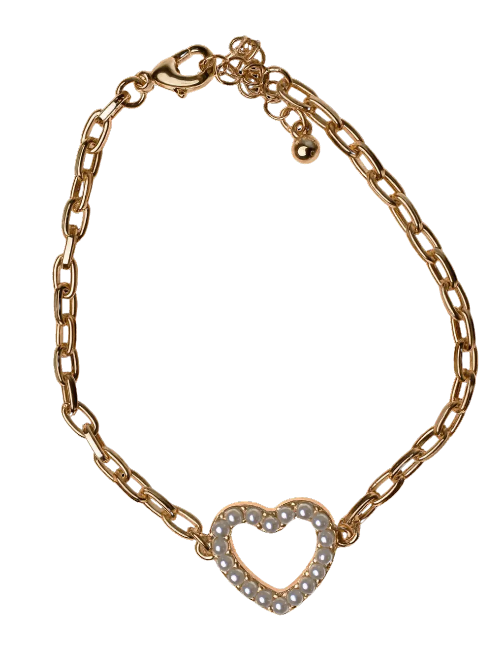 Joia Accessories In Love Bracelet – Gold Heart Charm with Pearls    JOIA TRADING CO.