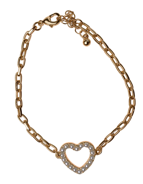 Joia Accessories In Love Bracelet – Gold Heart Charm with Pearls