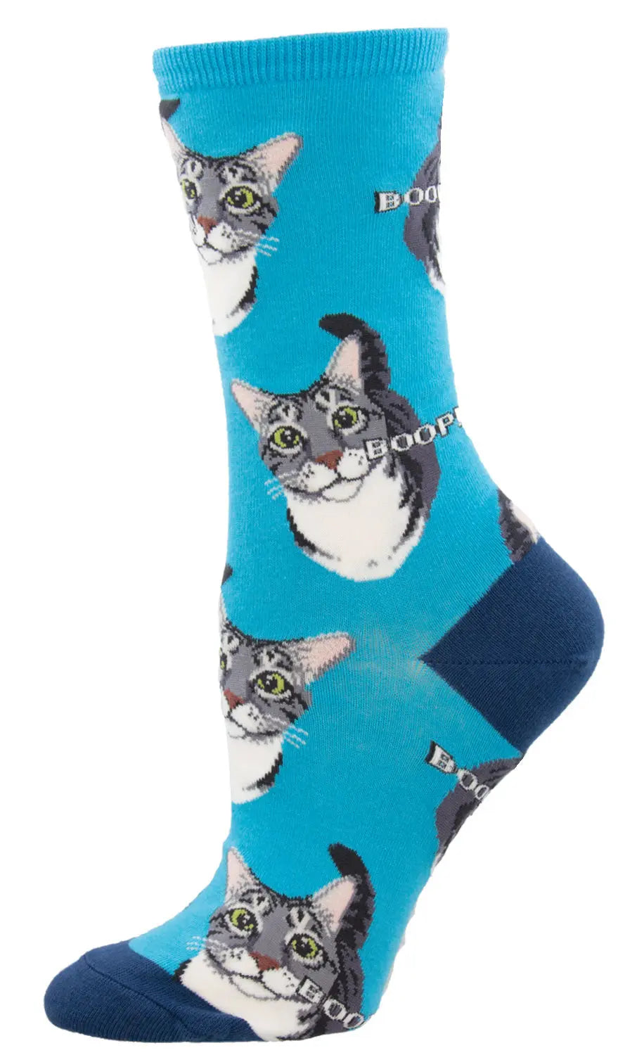 Socksmith Women’s Boop Socks – Playful Cat Face Crew Socks    SOCK SMITH