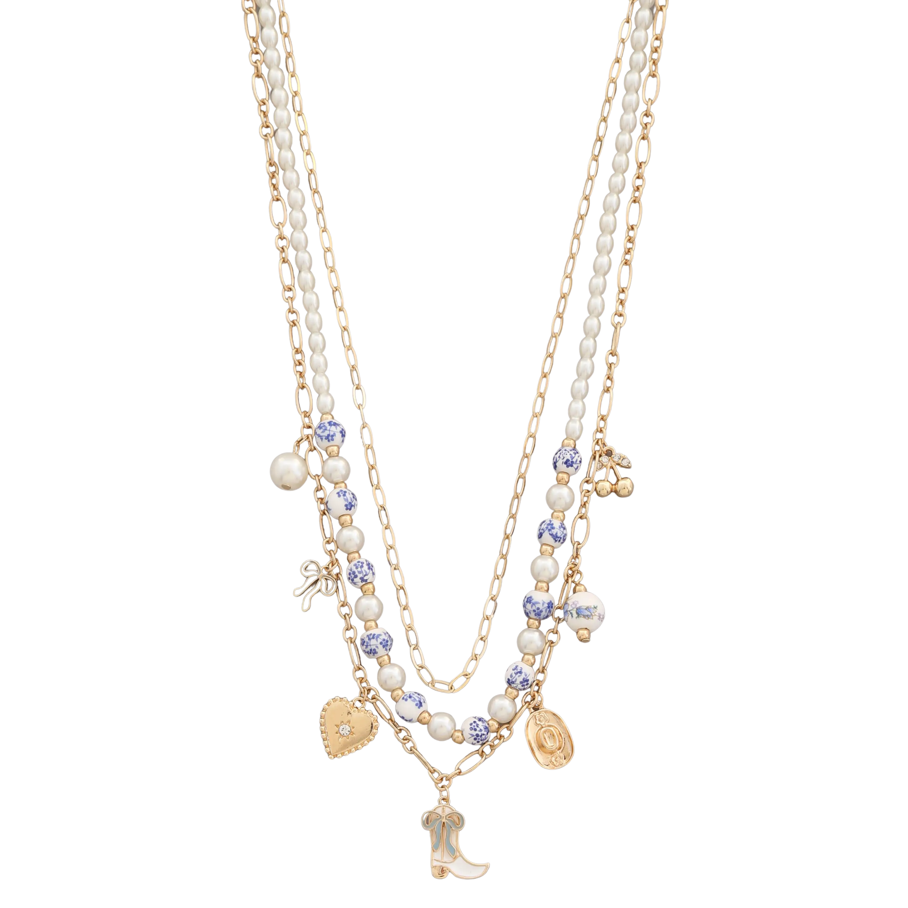 Joia Accessories Western Charm Beaded Layer Necklace – 18" Layered Jewelry  BLUE  JOIA TRADING CO.