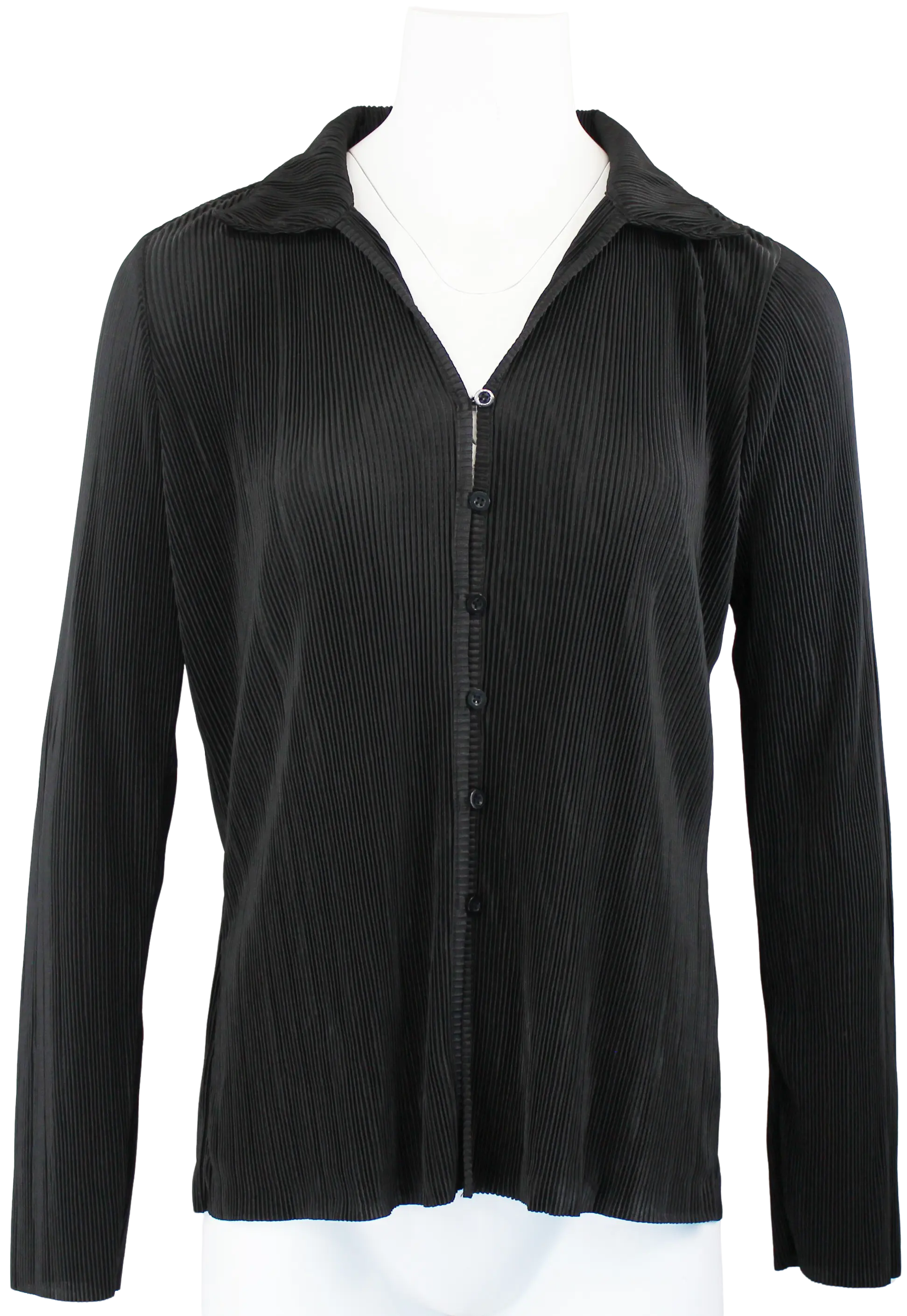 Keren Hart Olivia Button Down Top – Pleated Long Sleeve Blouse  BLACK-XL  KEREN HART