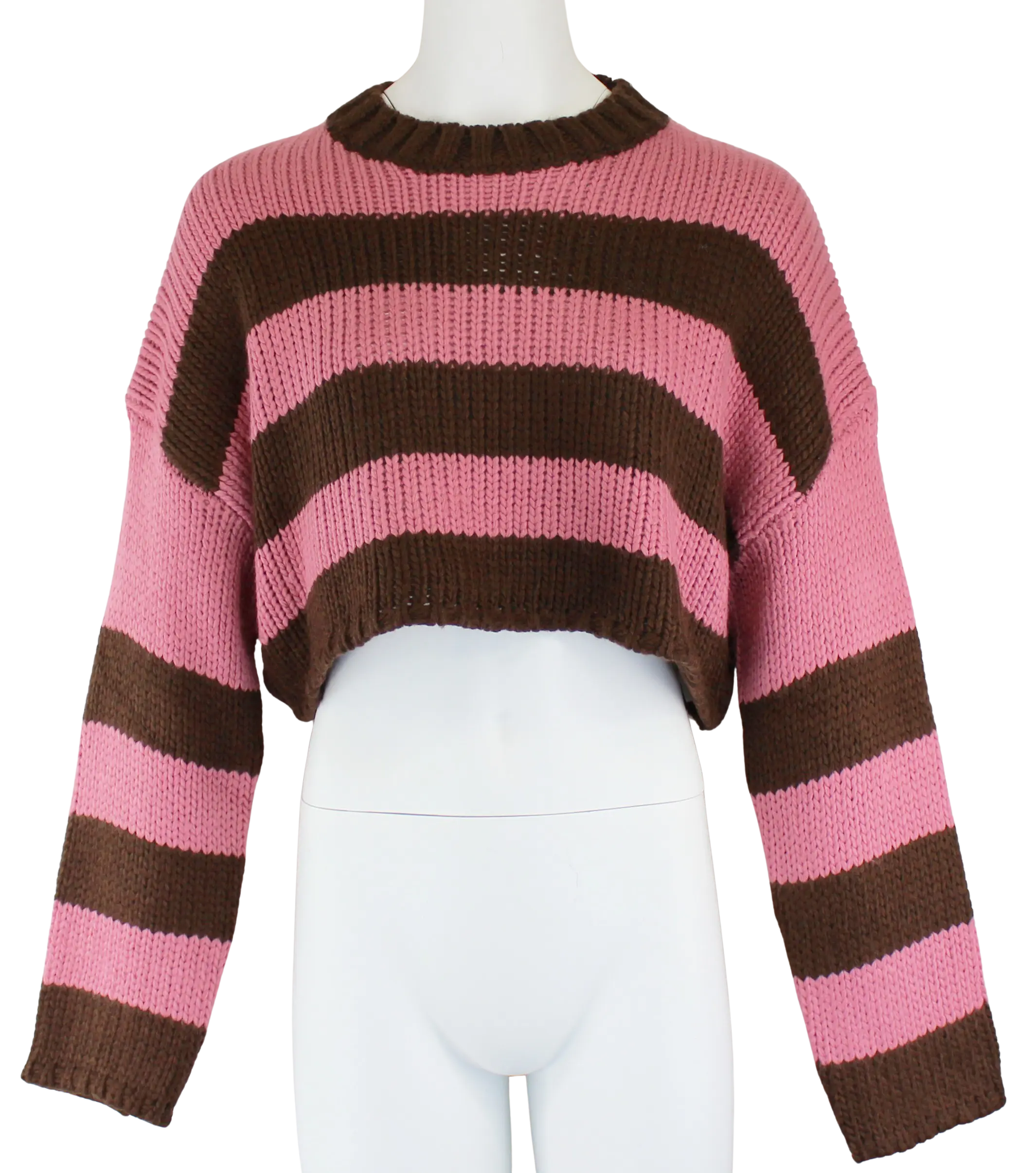 Hyfive Inc. Raspberry Mocha Sweater – Cropped Chunky Knit Pullover    HYFIVE INC