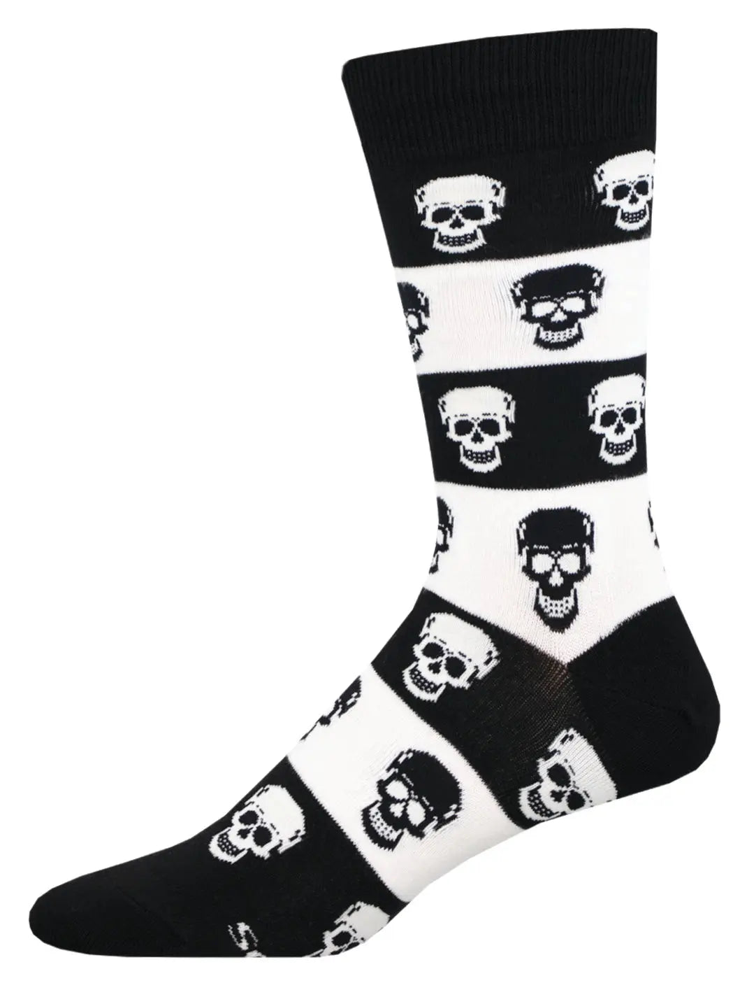 Socksmith Men's Skull Socks – Bold Black & White Crew Style    SOCK SMITH