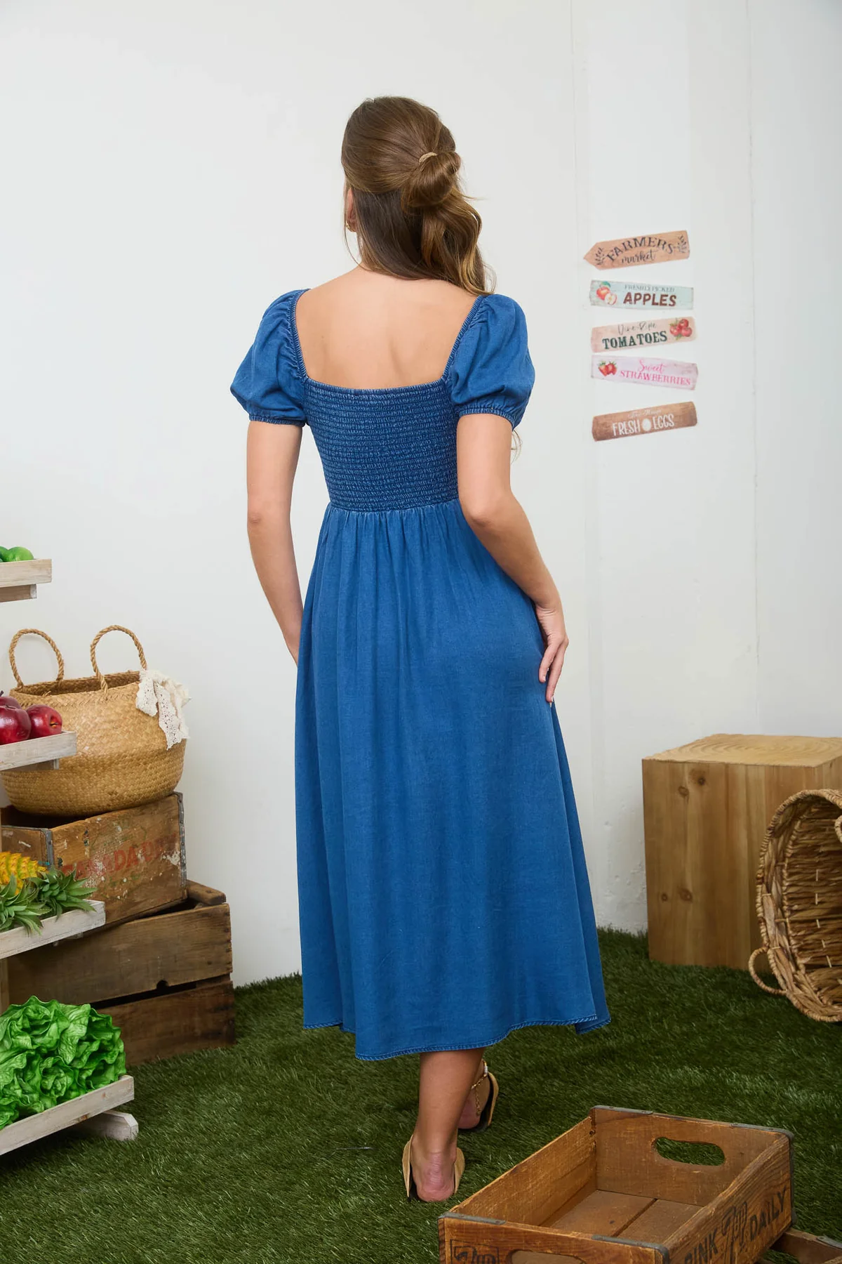 Blu Pepper Sunshine Lover Dress – Smocked Summer Denim Dress    BLU PEPPER