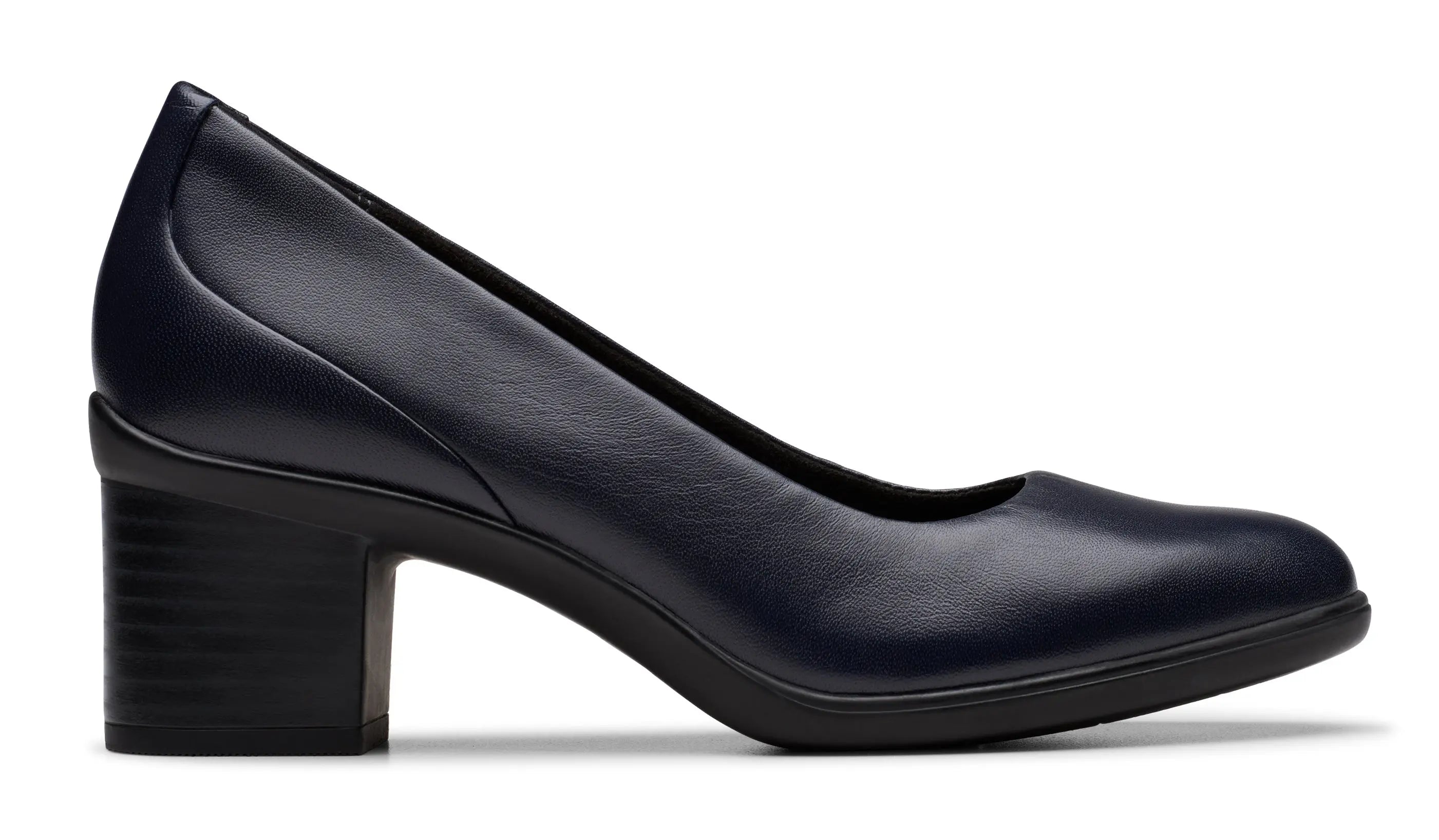 Women's Clarks Shaya Poppy – Leather Court Shoes with Elegant Mid Heel    CLARKS