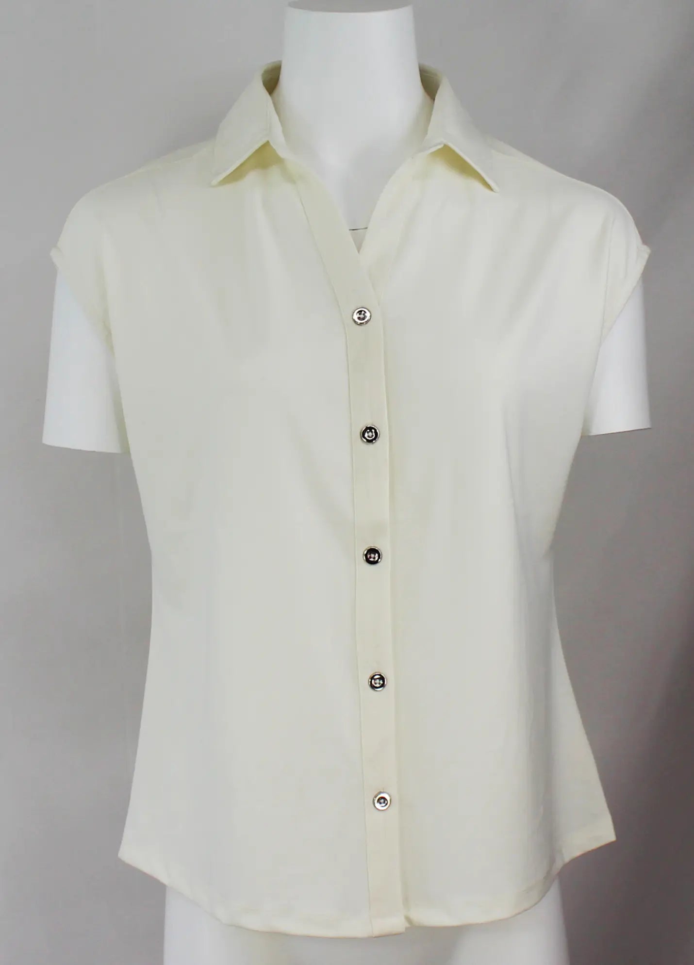 Keren Hart Martha Knit Top – Sleek Button-Down Style with Stretch Comfort  IVORY-XL  KEREN HART