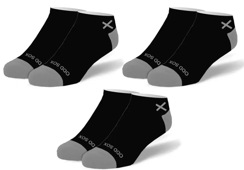 Kids’ Odd Sox Ankle Solid Core Socks (3 Pack) – Solid Black & Gray Everyday Basics    ODD SOX