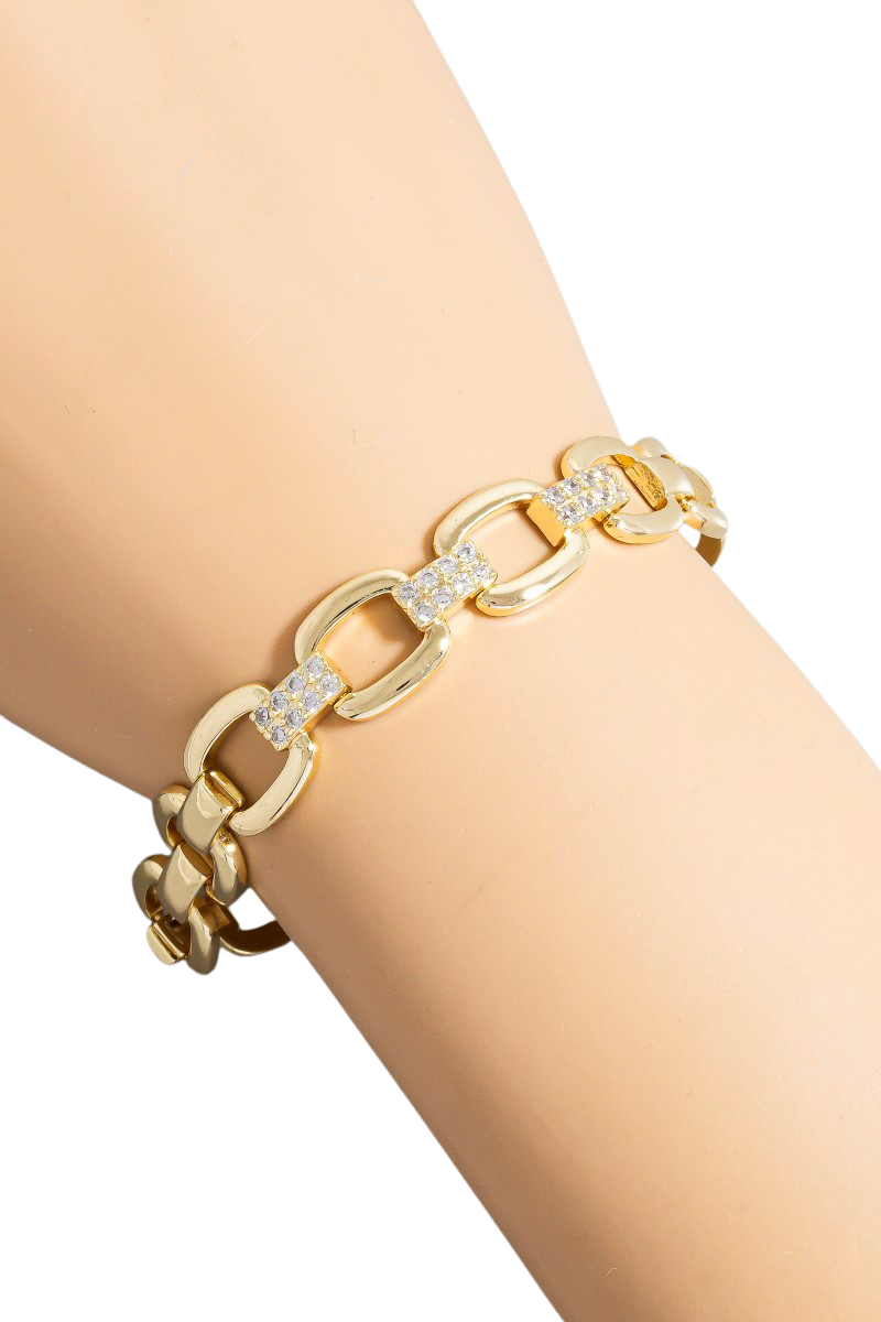 Fame City Lights Radiant Link Bracelet – Gold-Dipped CZ Pavé    FAME ACCESSORIES